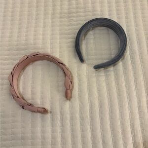 Pink and Gray Braided Headband Duo